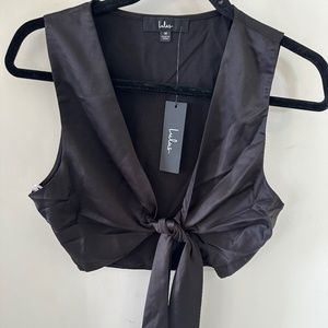 LULUS TIE FRONT SATIN TANK